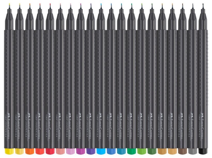 Набор капиллярных ручек Faber-castell "Grip Finepen" 20цв, 0,4мм, трехгран, пласт. уп, европодвес