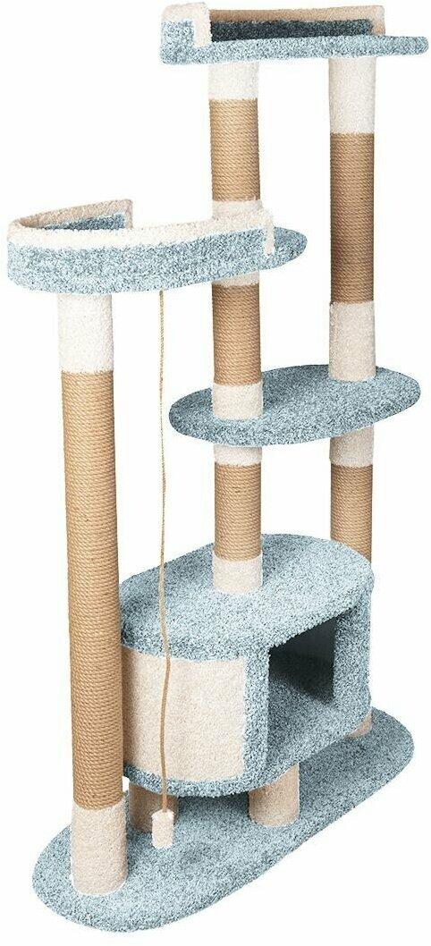Комплекс для кошек с домиком, когтеточка с лежанкой "Волна" голубой - фотография № 13