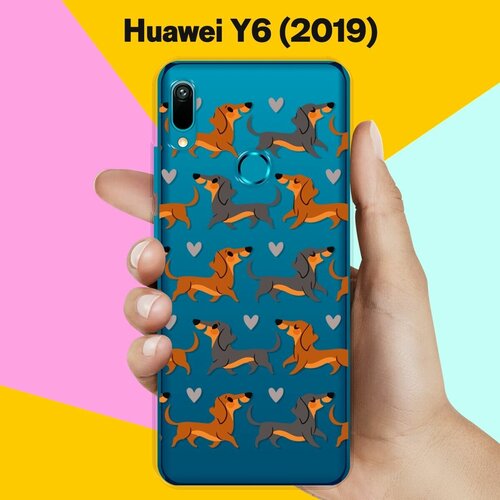 Силиконовый чехол на Huawei Y6 2019 Узор из такс / для Хуавей У6 2019 силиконовый чехол узор из такс на huawei y6 2019
