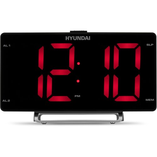 Радиобудильник Hyundai H-RCL246 черный LCD подсв: красная часы: цифровые FM радиочасы hyundai h rcl246 черный зеленый