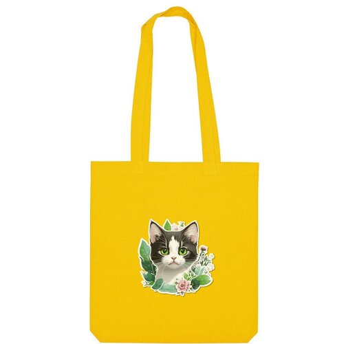Сумка шоппер Us Basic, желтый мужская футболка зелёноглазый котёнок l серый меланж