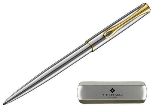 Ручка шариковая DIPLOMAT Traveller stainless steel gold синий D10061109