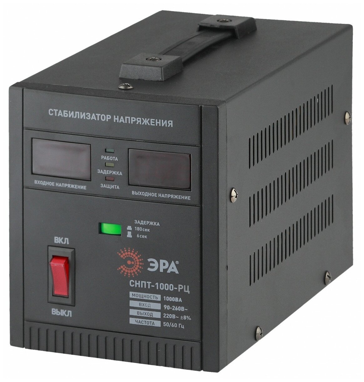 ЭРА СНПТ-1000-РЦ ЭРА Стабилизатор напряжения переносной, ц. д, 90-260В/220В, 1000ВА (4/96)