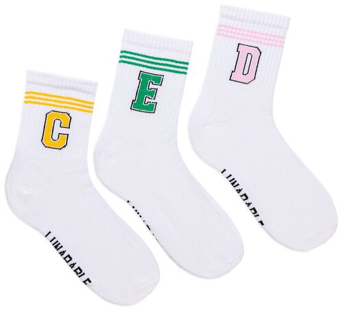 Носки Lunarable, 3 пары, размер 35-39, желтый, розовый, зеленый, белый, синий