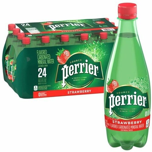 Минеральная вода Perrier Strawberry (Перье со вкусом клубники), 24 шт по 0,5 л пэт