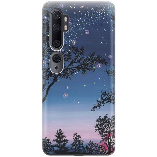 фото Силиконовый чехол на xiaomi mi note 10 / note 10 pro / сяоми ми ноут 10 / ми ноут 10 про с принтом "деревья и звезды" gosso