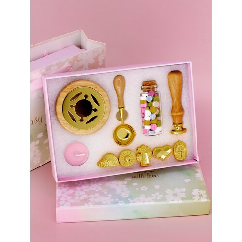 Подарочный набор для сургучной печати Розовый Палисандр окопная свеча 6шт