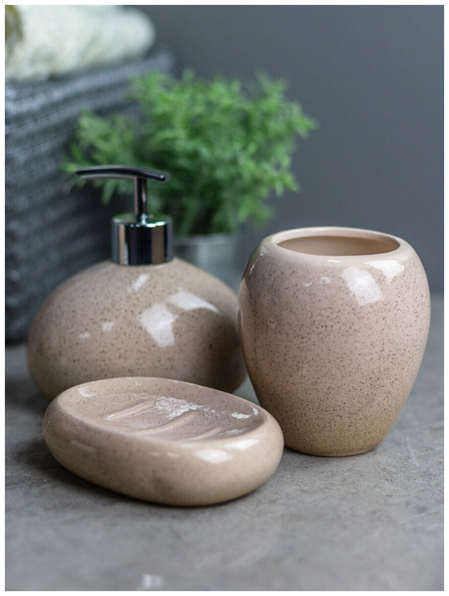 Набор для ванной комнаты / аксессуары для ванны/принадлежности для ванны/комплект для ванны BATH PLUS DESERTO (3 предмета) керамика
