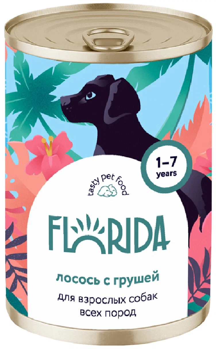 Консервы FLORIDA для собак с лососем и грушей 400 г х 9 штук