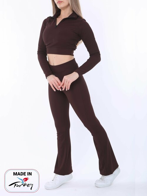 Костюм женский размер XL, для прогулок, повседневный, штаны клёш в рубчик и топ La Isabel, весна-лето