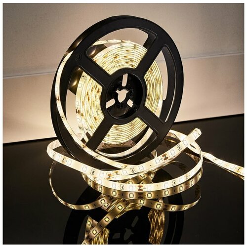 Светодиодная лента LAMPER 5 м с блоком питания IP65, теплое белое свечение 3000 К