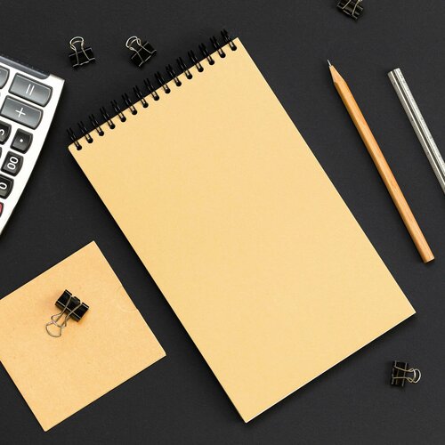 Блокнот 130х210 мм скетч-бук на пружине сверху песочный 40 листов