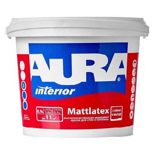 Краска акриловая Aura Interior Mattlatex матовая белый 0.9 л 0.9 кг