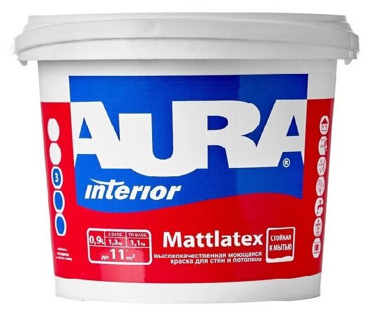 краска в/д AURA Mattlatex моющаяся 9л белая, арт.4607003919931 - фото №1