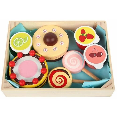 Детский деревянный набор Сладости / Набор игрушек для кухни/ Развивающая коробка Кондитер