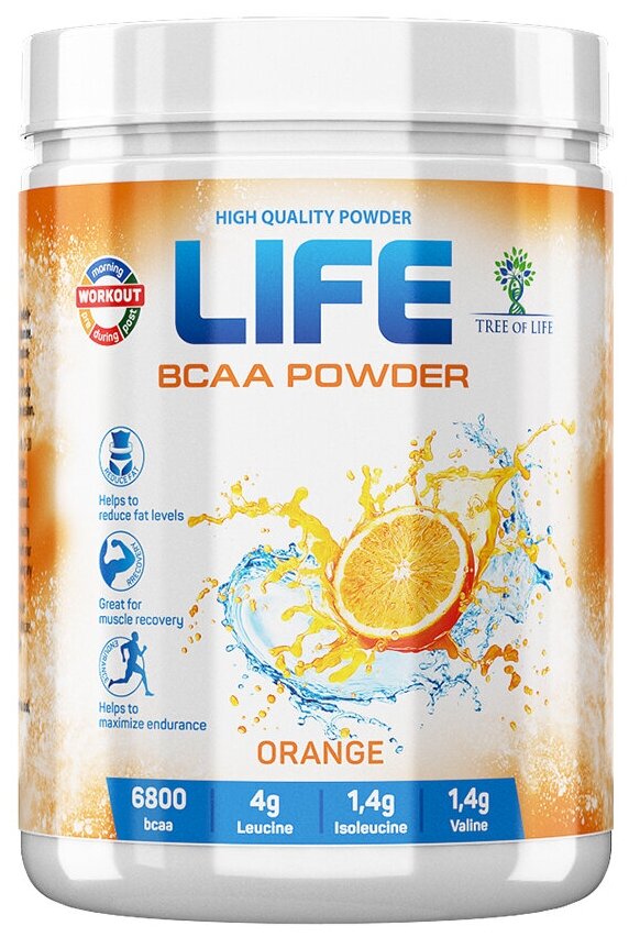 LIFE BCAA Powder 400 gr, 40 порции(й), апельсин