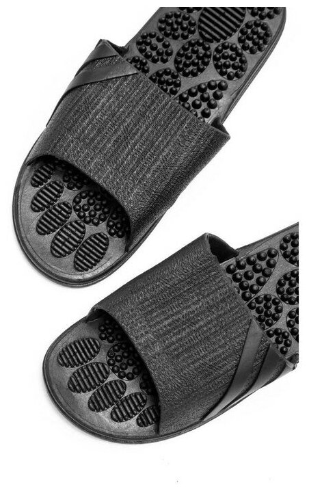 Тапочки с массажным эффектом AMARO HOME Relax Step Открытый нос (Чёрный) 40-41 - фотография № 13