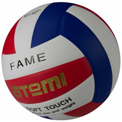 Мяч волейбольный ATEMI FAME, синтетическая кожа PU Soft, красн/бел/син, 18 п, клееный, окруж 65-67