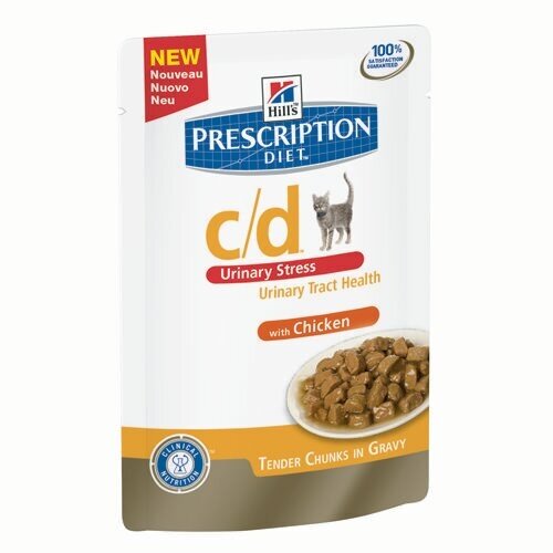 Влажный диетический корм Hill's Prescription Diet для взрослых кошек c/d при урологическом стресс-синдроме, курица, 85г - фото №4