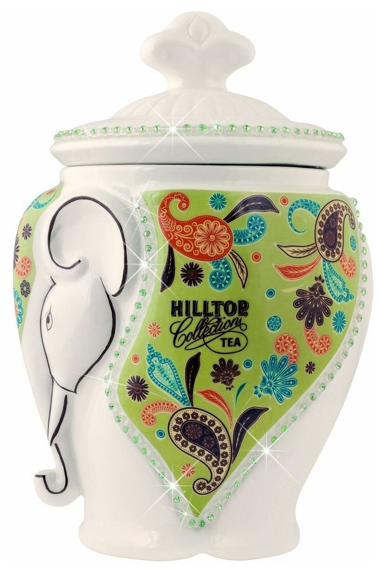Чай Hilltop Жасминовый 100 гр., керамическая чайница "Слон" - фотография № 3
