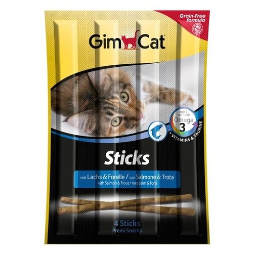 Gimcat Палочки лакомые беззерновые с лососем и форелью д/кошек, 4 шт 20г