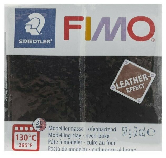 Полимерная глина запекаемая FIMO leather-effect (с эффектом кожи), 57 г, чёрный