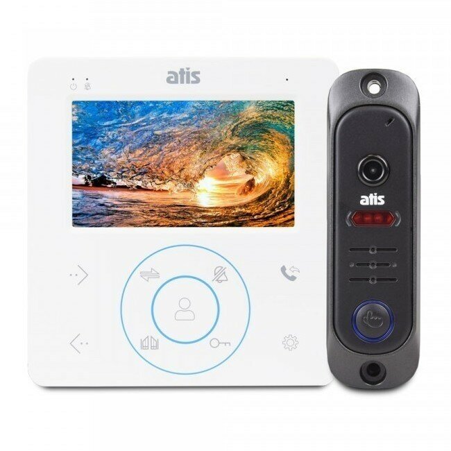 Комплект видеодомофона и вызывной панели ATIX AT-I-K410C/T White для дома/дачи Интерком Встроенный БУЗ (блок управления замком)