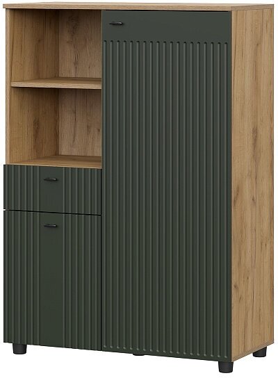 Шкаф SV Мебель Милан с открытой нишей дуб золотой / олива софт 90.1х41.6х128.6 см - фотография № 1