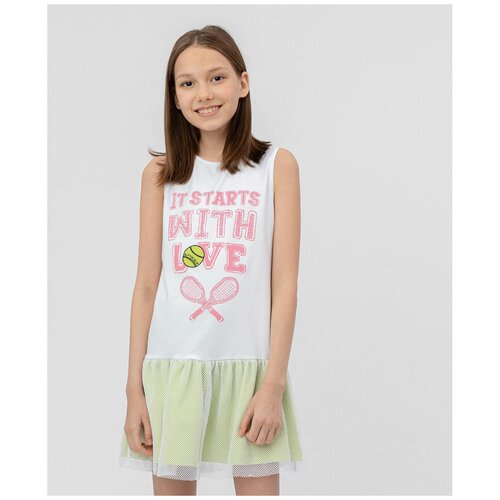 фото Платье button blue размер 140, белый