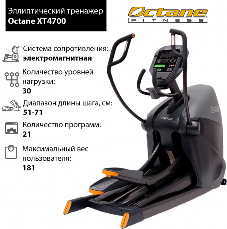 Эллиптический тренажер Octane XT4700 с консолью Standard