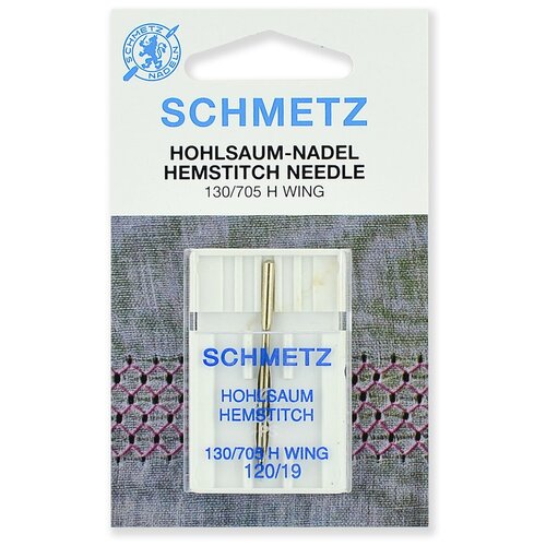 Игла/иглы Schmetz Hemstitch 130/705 H WING 120/19 для мережки, серебристый иглы для вышивки набор schmetz