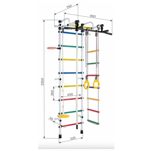 фото Детский спортивный комплекс формула здоровья пристенный лира green/rainbow