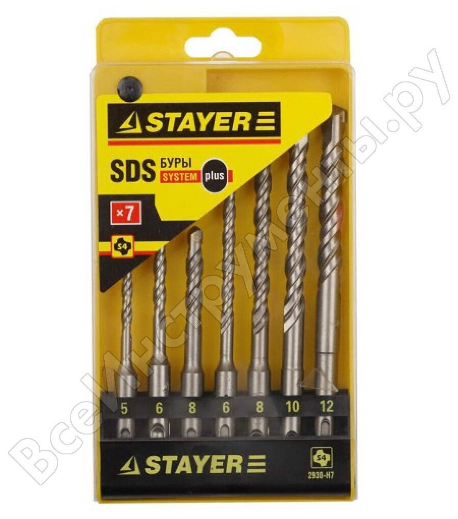 фото Набор буров по бетону "Stayer" (диаметр /длина: 5/110, 6/110, 8/110, 6/160, 8/160, 10/160, 12/160 мм), 7 штук