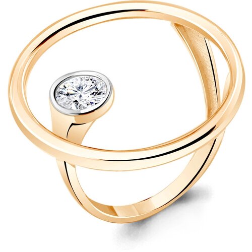 фото Кольцо diamant online, серебро, 925 проба, золочение, фианит, размер 17.5