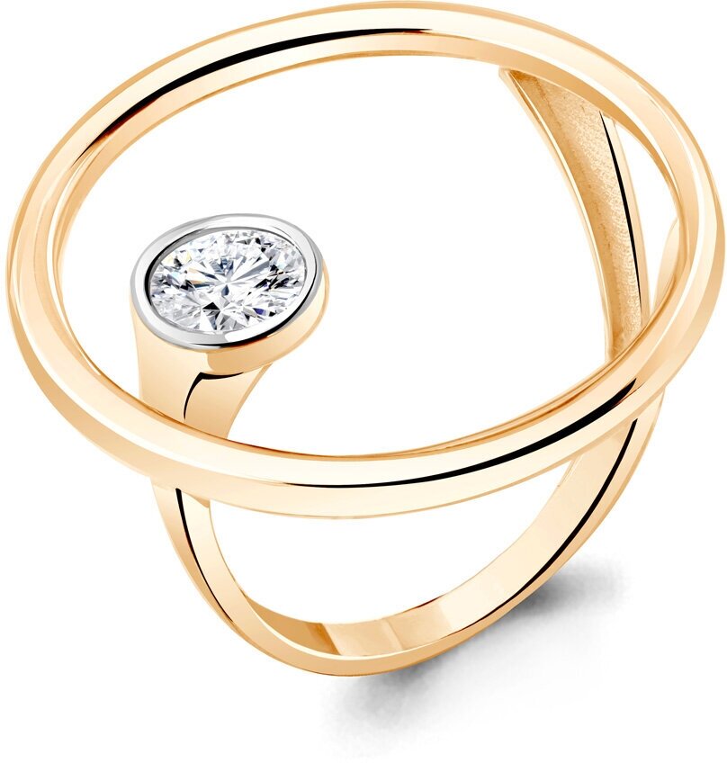Кольцо Diamant online, серебро, 925 проба, золочение, фианит