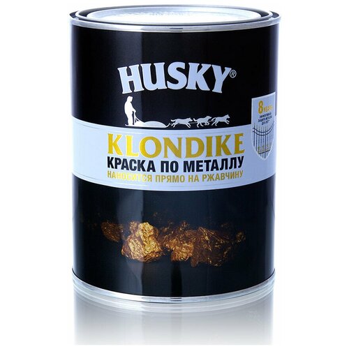 Краска алкидная (А) HUSKY Klondike по металлу молотковая глянцевая черный 0.25 л 0.3 кг