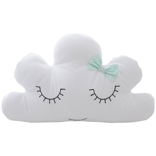 фото Подушка-бортик "облако белое с мятным бантиком", 60*30 см, 100% хлопок childrens textiles