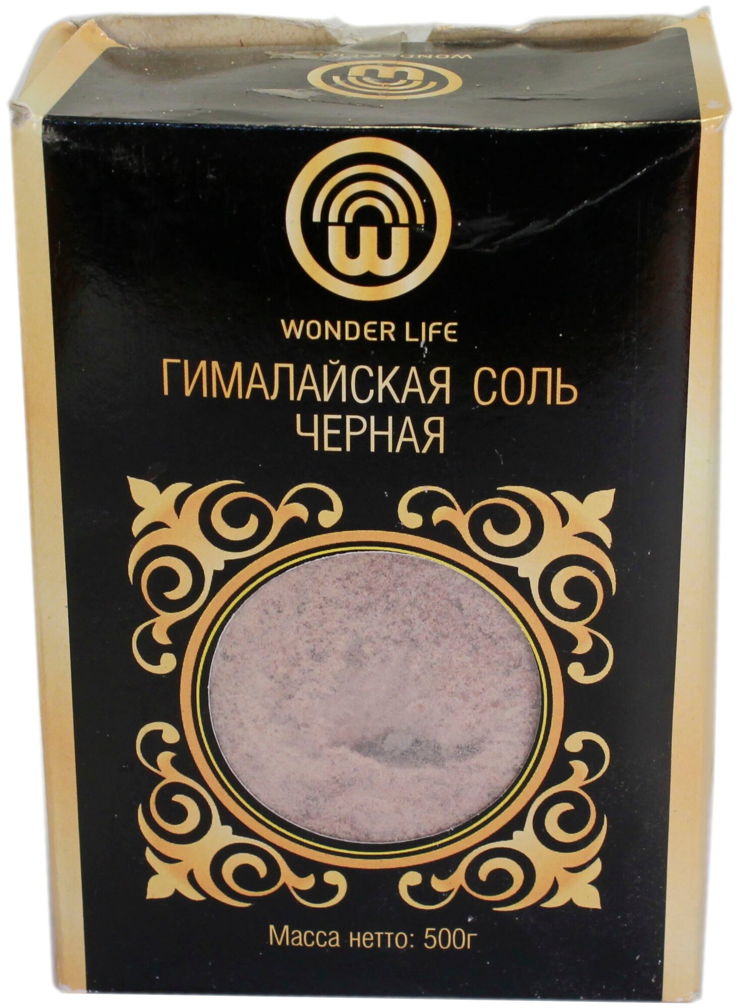 Пищевая черная Гималайская соль Wonder Life Пакистан (помол 0,5-1 мм) в цвет.коробке, 500г