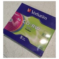 Диски CD-RW Verbatim (700 Mb, 4x, slim) упаковка 5 штук