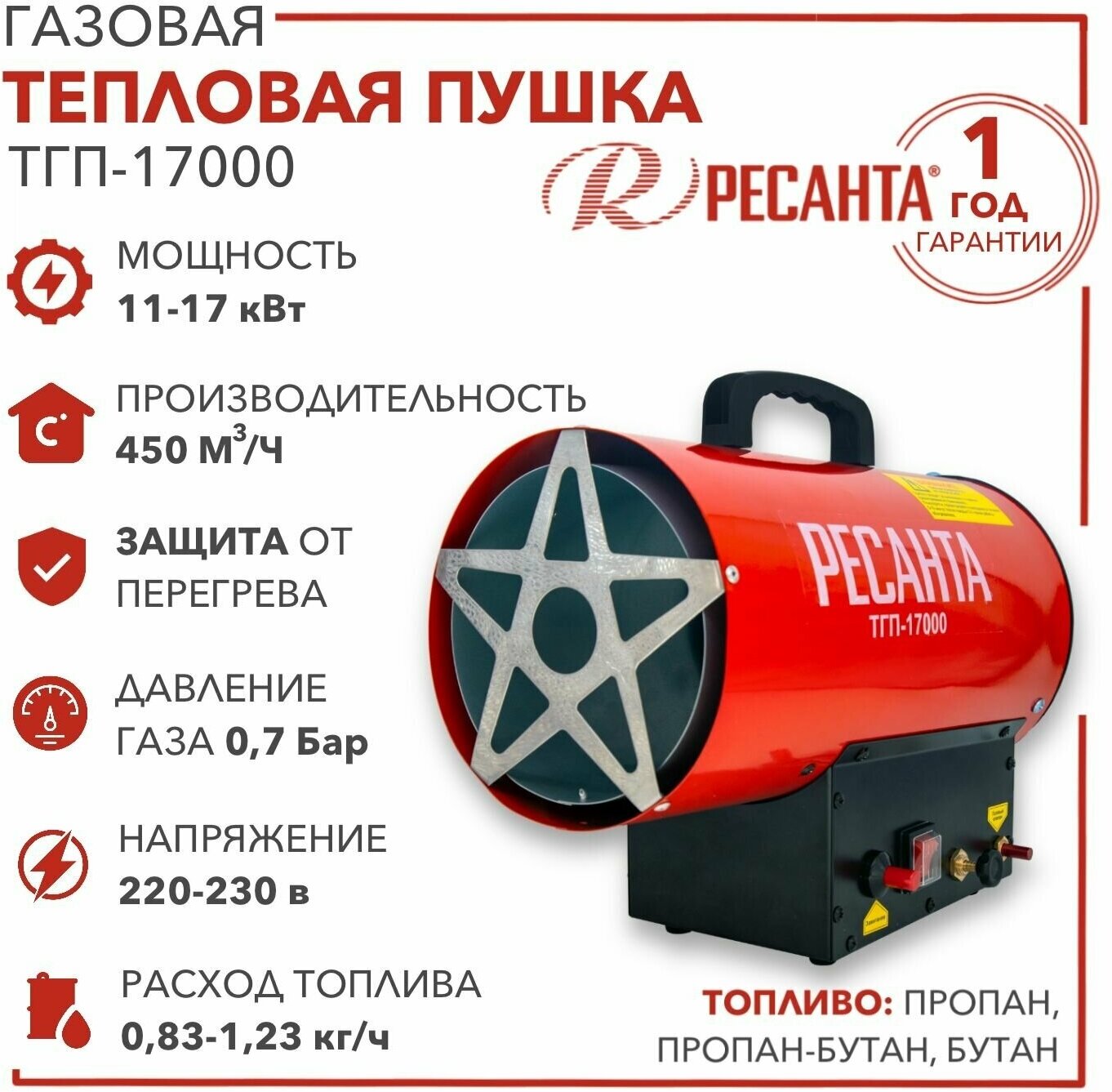 Тепловая пушка газовая Ресанта - фото №19