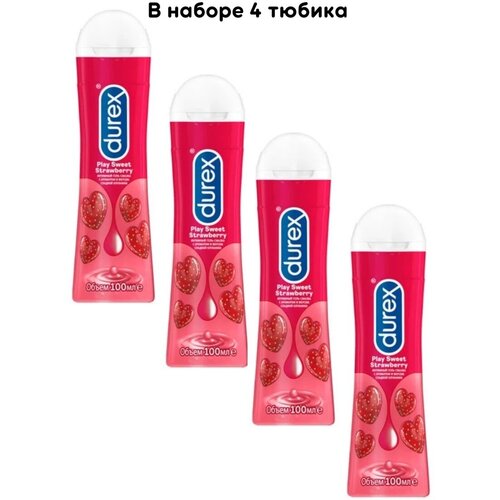 Лубрикант гель смазка Strawberry 100 мл/4 шт. intimate lube durex play sweet strawberry 50ml