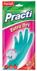 Перчатки хозяйственные Paclan "Practi Extra Dry" резиновые, хлопчатобумажное напыление, 100% флок, размер L, синие