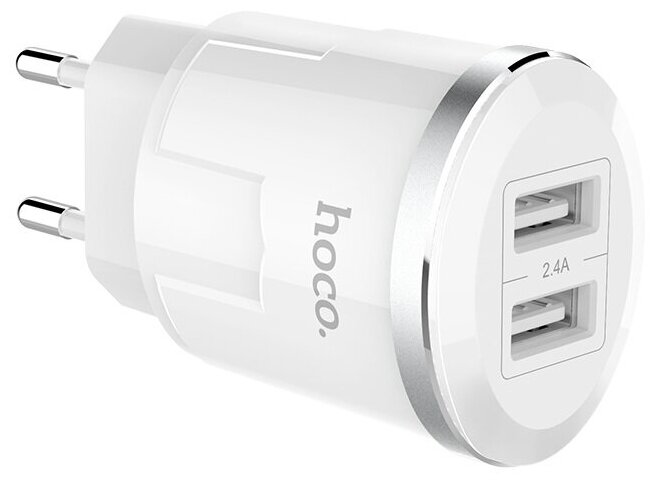 Сетевое зарядное устройство Hoco C38A Thunder power dual port charger Белое