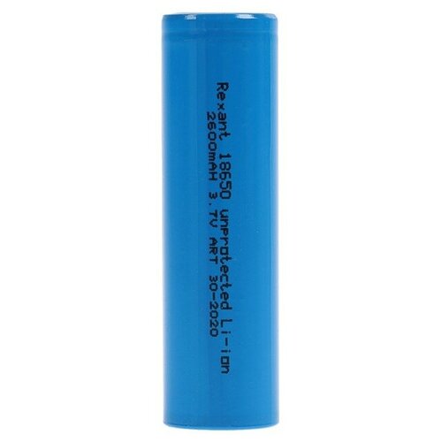 аккумулятор 18650 rexant 18650 protected li ion 2800 mah 3 7v Аккумулятор Li-Ion 2600 мА·ч 3.7 В REXANT 18650 30-2020, в упаковке: 1 шт.