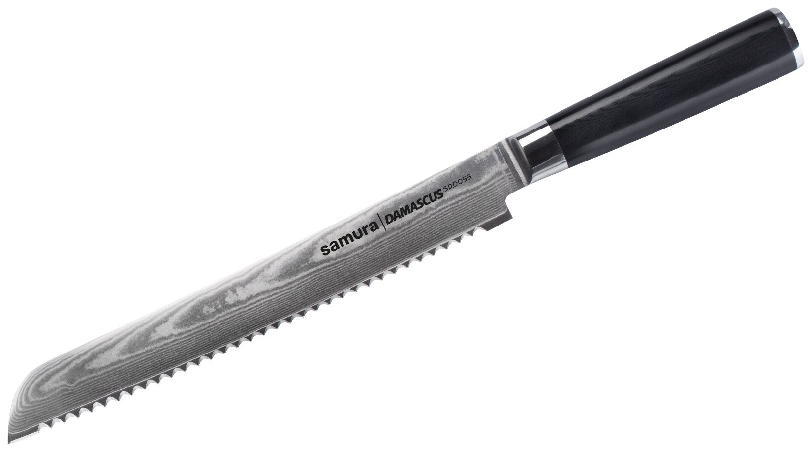 Нож кухонный для хлеба Samura DAMASCUS SD-0055/16 G-10, дамаск 67 слоев, 230 мм