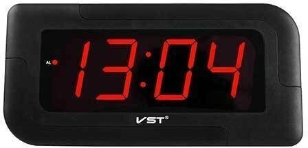 Настольно/настенные часы с будильником и большими красными цифрами VST-739-1