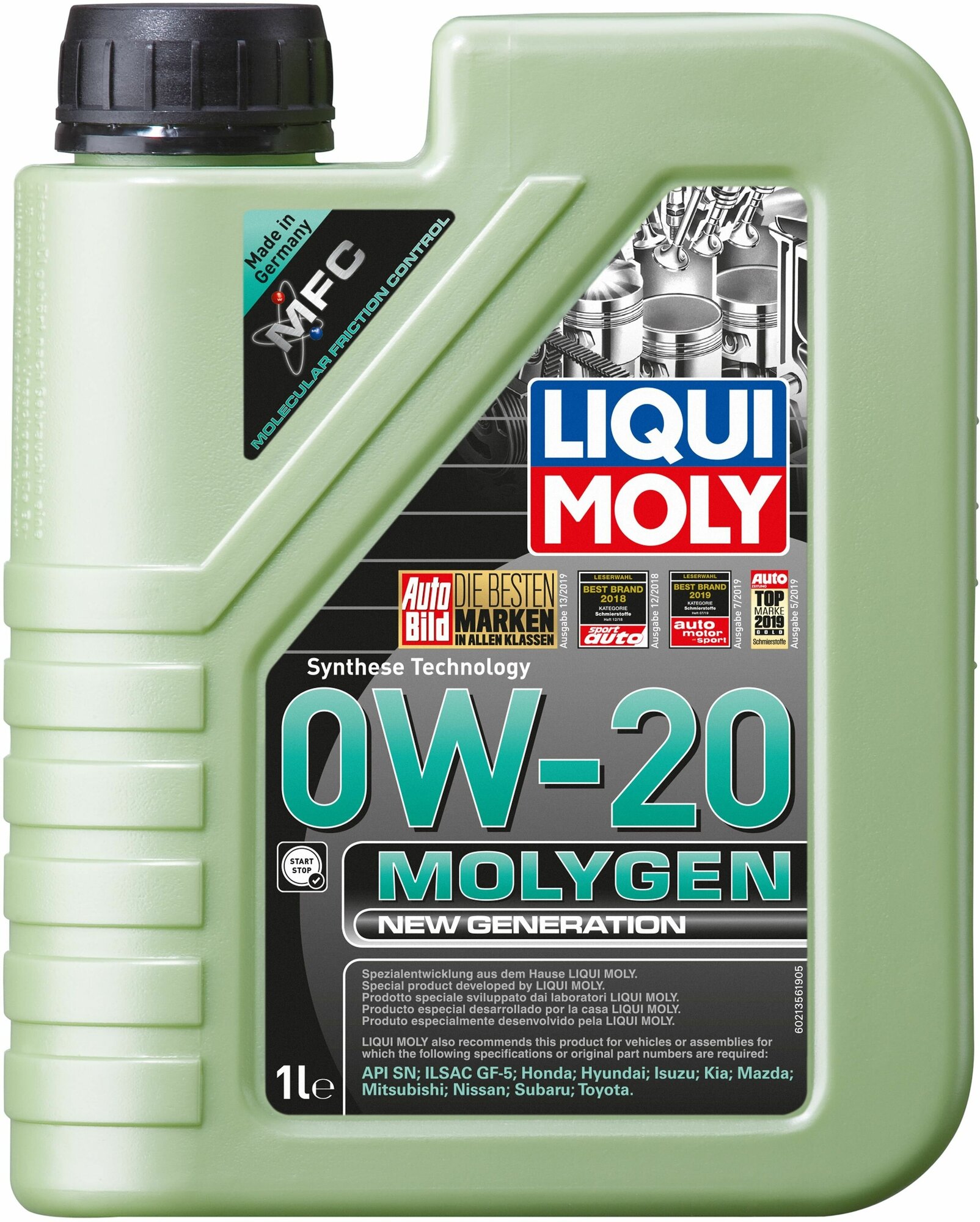 21356 LiquiMoly НС-синтетическое моторное масло Molygen New Generation 0W-20 1л