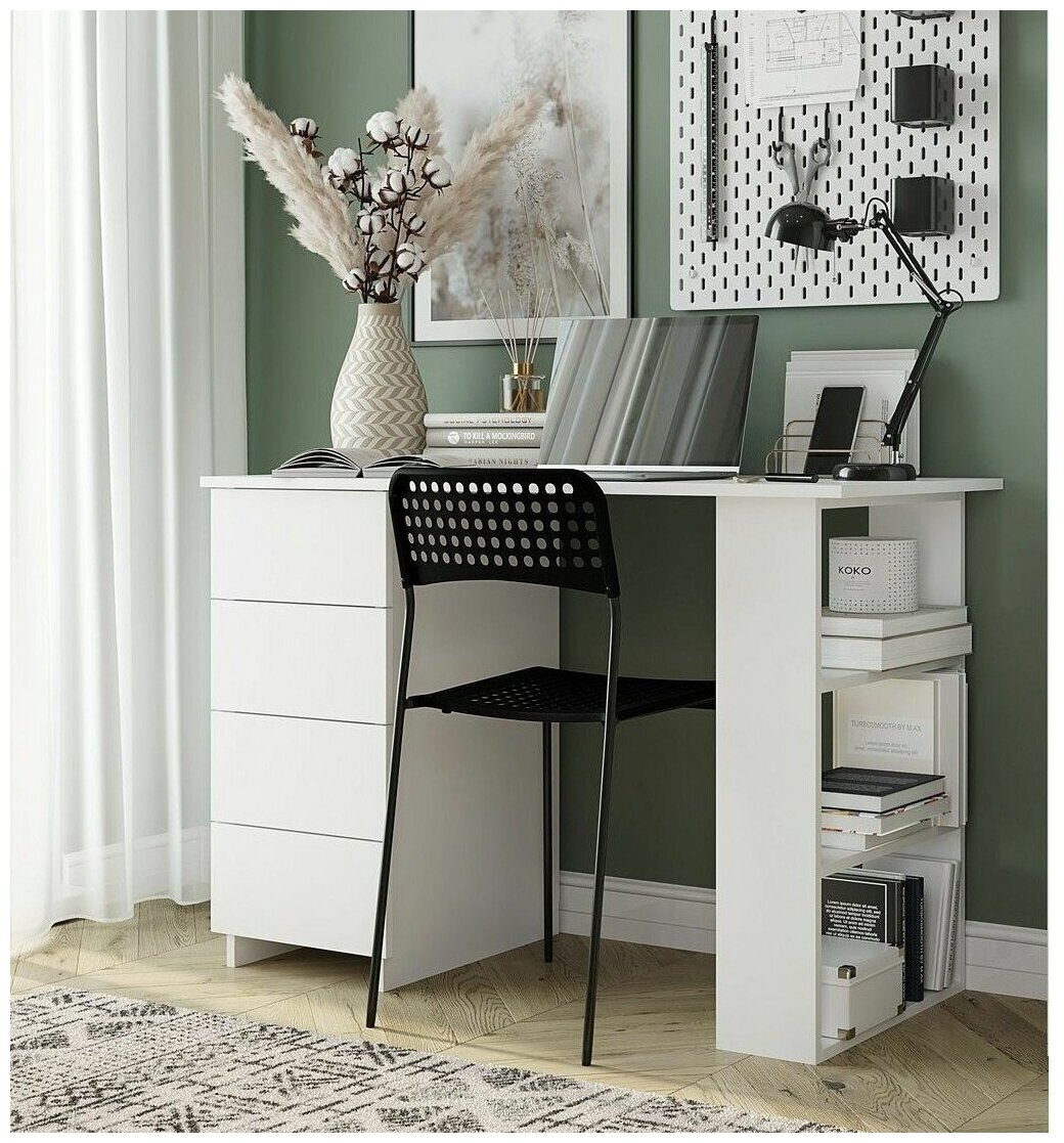 Письменный стол. Компьютерный стол. UNIT 3. 110х50,6х75 см.Белый. - фотография № 1