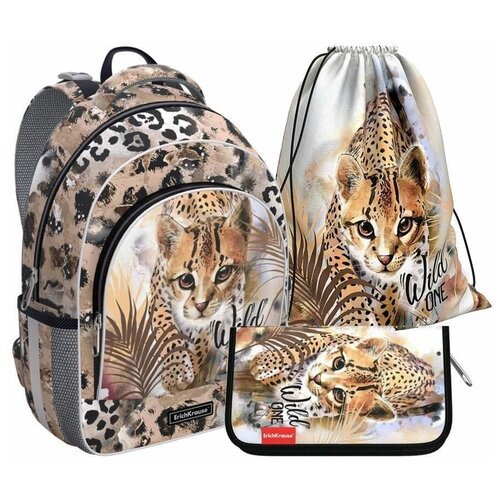 Школьный рюкзак ErichKrause ErgoLine 15L Wild Cat с наполнением 48459-set