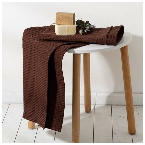 фото Полотенце вафельное этель 70*140 см. цв.горький шоколад, 100% хл, пл 240 г/м2 6250185